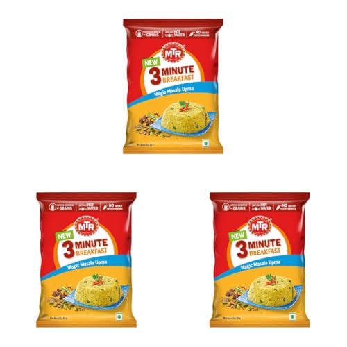 Image of MTR 3 Minute Breakfast Magic Masala Upma | Just Add Hot Water | Wholesome Instant Breakfast | Spiced Semolina | No added preservatives | 60g Pouch (Pack of 3)
