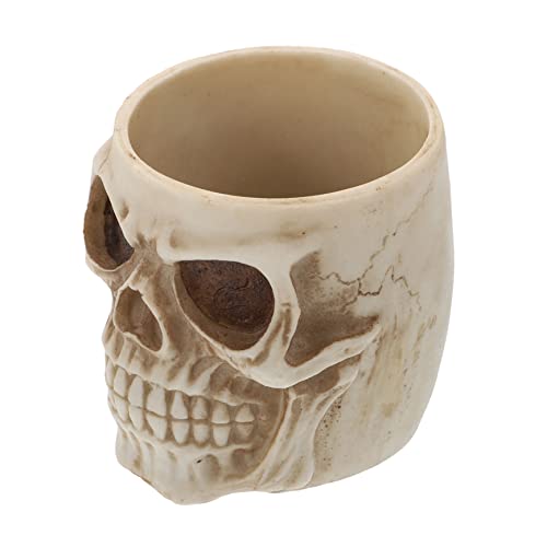 FRCOLOR 1 Pc cráneo esqueletos piel taza con forma de batería dedo miniatura cajas almacenaje cajas de almacenaje almacenamiento de lápiz soporte para pinceles de maquillaje resina Beige