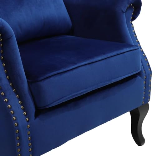 Image of Wingback Chair for Living Room one Seater Sofa |Luxury Rest Chair Arm Chair Sofa (Blue)
