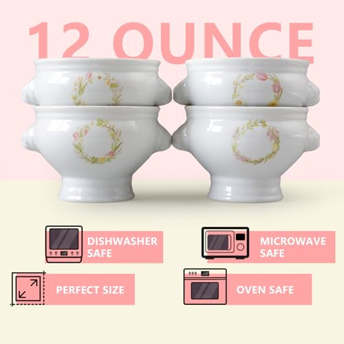 Image of Cinf Lion Head Ceramic Bowls Set of 4, 12 oz Soup & Cereal Bowls