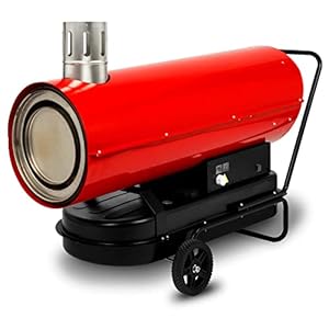 EBERTH verwarmingspistool 50 kW indirect, luchtverhitter diesel/olie met uitlaatpijp, thermostaat, luchtdebiet 1100 m³/h, tank 56 L, olieverwarmer ventilator met oververhittingsbeveiliging, vlamdover