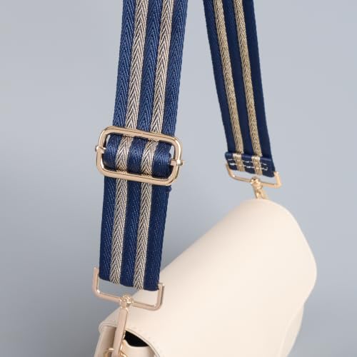 Image of chushui Herringbone Purse Strap Replacement Wide Adjustable Crossbody Strap with Metallic Thread,Woven Fashion Shoulder Bag Strap for Tote Handbag, Gold Silver Shimmer