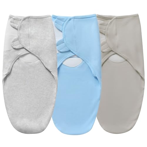 Image of QUENESS Baby Swaddle Blanket for Boys Girls, 3 Pack Infant Sleep Sacks, 0-6 Months Cotton Newborn Sleeping Bag