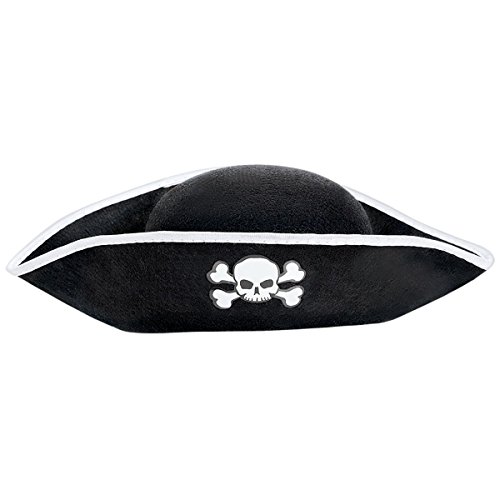 Kids Classic Skull & Crossbones Emblem Pirate Hat - Fits Most Children, 1 Piece Perfect for Costume Parties, Halloween, Dress-ups & Playtime