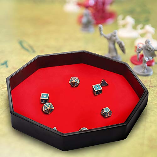 Belle Vous Zwart PU Leren en Rood Velours Octogonale Rol Dobbelstenen Opslag Bak – Dobbelstenen Houder Voor Tafelgames… - Image 7