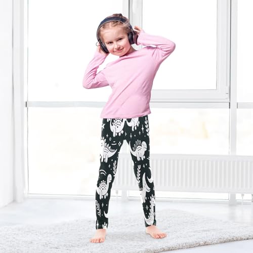 Bolaz Toddler Girls Leggings Printed Yoga Pants Leggings Cute White Lined Dinosaur for Kids4