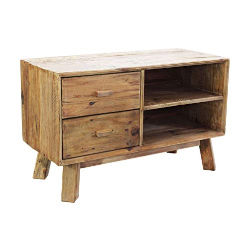  Milani Home s.r.l.s. Comodino di Design Moderno in Legno di Pino Riciclato Massiccio Stile Moderno Vintage