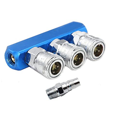 エアーカプラー エアーソケット 3連 エアーチャック ワンタッチ ジョイント エアコンプレッサー カプラー 継手 分岐 防錆 防水 汎用 アルミニウム合金