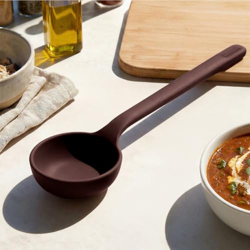 Image of Ember Cookware Silicone Ladle 30.5 cm | 230C Heat Resistant | Platinum Grade Food Safe Soup & Curry Ladle | Deep Bowl Serving Spoon for Cooking | Non Scratch Seamless Unibody Design | Wine