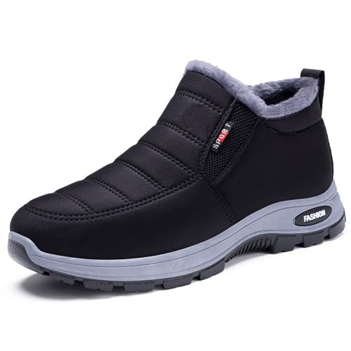 Mens Winter Warm Snow Boots,Casual Lightweight Furry Lining Thermal Winter Shoes,with Arch Support,Outdoor Slip On Waterproof Hiking Boots