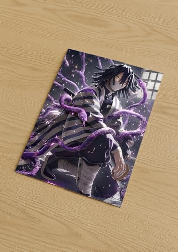 Image of NIJUKA Anime Printed A4 Size Metal sheet Poster For Home And Room Decoration | For Anime Art Fans Boys And Girls (Fan look Obanai Iguro)