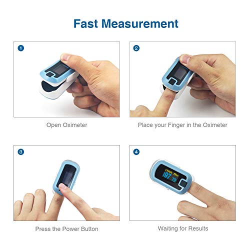 mibest OLED Finger Pulse Oximeter, O2 Meter, Dual Color White/Light Blue - Thumbnail 3