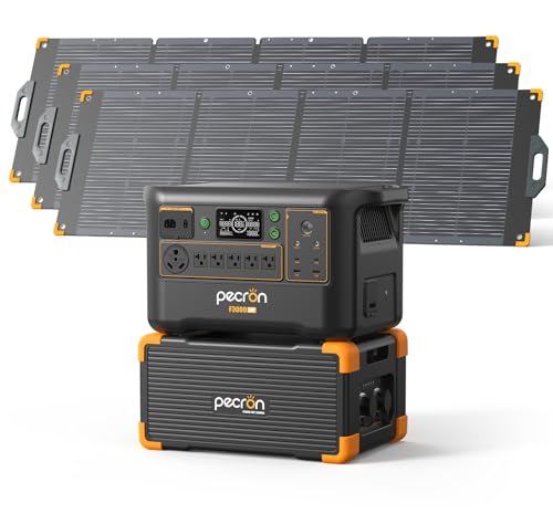 Image of Pecron Portable Power Station F3000LFP with 3840Wh Extra Battery, 200W Solar Panel*3, 3072Wh Solar Camping Generator, 3600W Solar Generator for RV, Home Use, CPAP