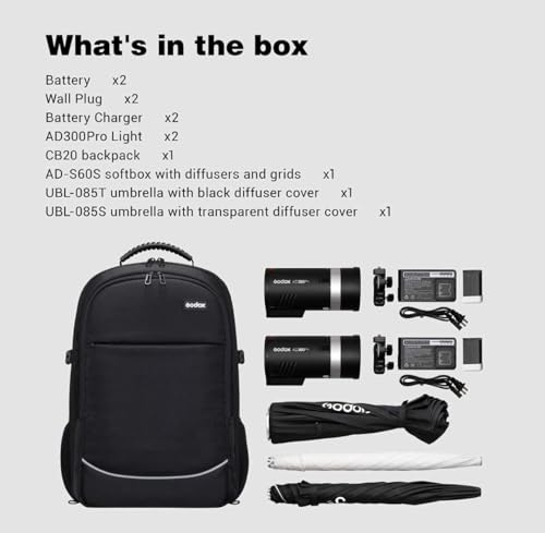 Godox AD300Pro AD300 PRO Ficha técnica - Mochila con dos flashes
- Softbox y pantalla de luz suave
- Flash TTL 2,4 G
- 300 W
- 1/8000 HSS
- 0,01-1,5 segundos de tiempo de reciclaje
- 320 potencia completa
- Batería de deber ser - Fernando Cortés Godox AD300Pro AD300 PRO Ficha técnica - Mochila con dos flashes
- Softbox y pantalla de luz suave
- Flash TTL 2,4 G
- 300 W
- 1/8000 HSS
- 0,01-1,5 segundos de tiempo de reciclaje
- 320 potencia completa
- Batería de deber ser - Fernando Cortés