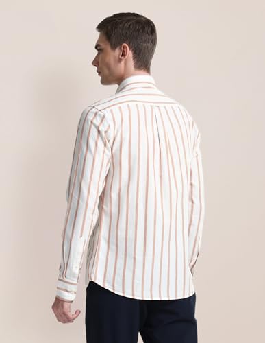 Image of U.S. Polo ASSN. Striped Regular Fit Cotton Shirts for Men - 100% Cotton, Full Sleeve Mens Casual Shirts