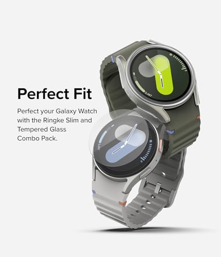 Image of Ringke Slim & Glass Compatible with Samsung Galaxy Watch 7 44mm Case [Combo] Anti-Scratch Hard PC Frame Protection Cover with HD Clear Tempered Glass Screen Protector - Alpine Clear
