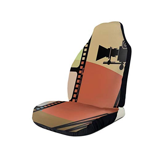 Preisvergleich Produktbild HHOWE Seat Covers Vehicle Protector Car Mat, Abstract Retro Style Colorful Composition with Projection and Strip Border,Fit Most Cars, Sedan, Truck, SUV,2pcs