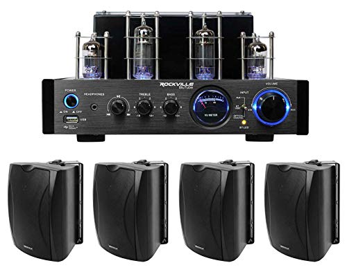 Rockville BluTube LED Tube Amplifier Home Bluetooth Receiver+(4) 6.5
