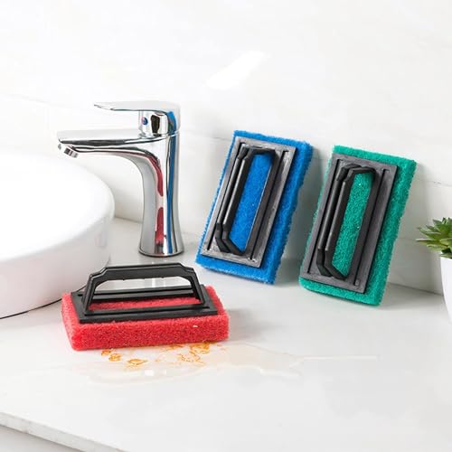 Image of RECLUSE Multi-Function Brush with Abrasive Scrubber with Handle for Cleaning Pool Walls - Heavy Duty Household Cleaning Brushes Tool, Kitchen Brush Tub Bathroom Scrubber Sponge with Handle (Pack Of 1)