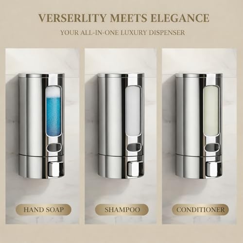 Image of ABS Liquid Soap Dispenser Wall Mounted for Bathroom & Wash Basin | Handwash Bottle Holder, Shampoo & Sanitizer Dispenser for Kitchen, Toilet & Shower Use (Chrome)