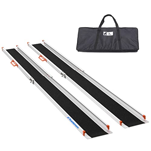 Ruedamann 長さ245㎝*外幅21cm 耐荷重300kg 伸縮アルミスロープ 車椅子用スロープ 段差解消 介護用スロープ 便利式モバイル スロープ 2本セット