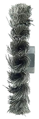 Image of Weiler 13110 Standard Twist Knot Wire Wheel 4 inch, .014 inch Stainless Steel Fill, 3 /8 inch-24 UNF Nut, Made in The USA (Pack of 5)
