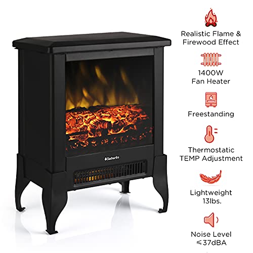 TURBRO Suburbs TS17 Compact Electric Fireplace Stove, 18” Freestanding Stove Heater with Realistic Flame - CSA Certified - Overheating Safety Protection - for Small Spaces - 1400W - Image 2