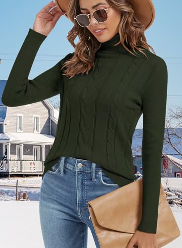 Image of ANFTFH Womens Turtleneck Sweater 2025 Ribbed Knit Top Pullover Sweaters
