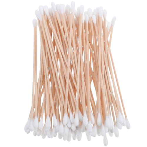 CIYODO Ergonomic Wooden Cotton Swabs 15cm 100pcs Double-Ended Cleaning Precision Detailing Gentle on Skin Travel Friendly
