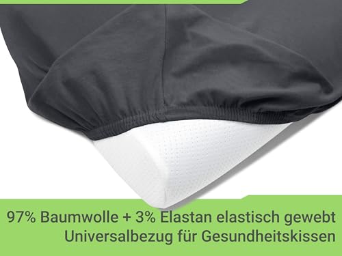 Emily´s Check 2er Pack Spannbezug für Nackenkissen Gesundheitskissen 1596.2323, 30-35 x 45-50 cm, anthrazit