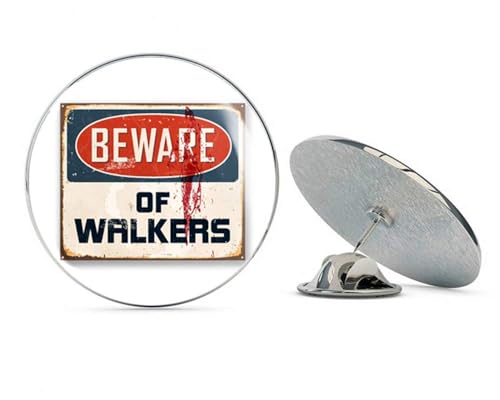 Beware of Walkers Zombie Walking Dead Round Metal 0.75" Lapel Pin Hat Shirt Pin Tie Tack Pinback2