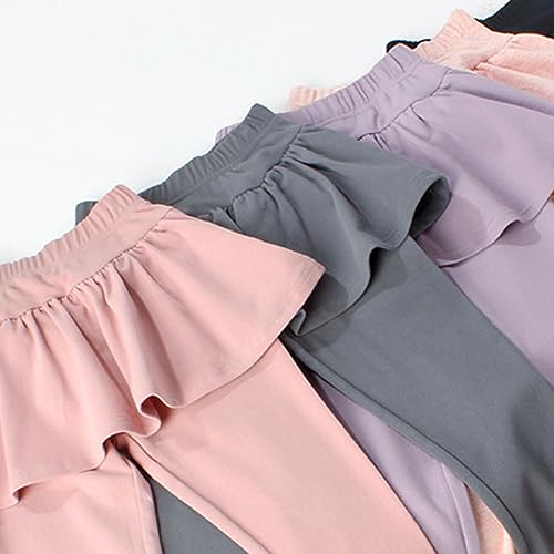 Toddler and Girls' Footless Comfy Leggings with Skirt Soft Cotton Athletic Ruffle Skirt Pants for Kids Slim Fit Fall Tights4