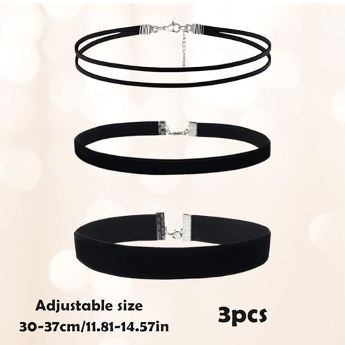ZesNxj 3 Stück Mode und Eleganz Choker Kette Damen, Samt Choker Schwarz, Verstellbare Klassische Halskette Schwar, Für Dancing Halloween Geburtstag Party Cosplay