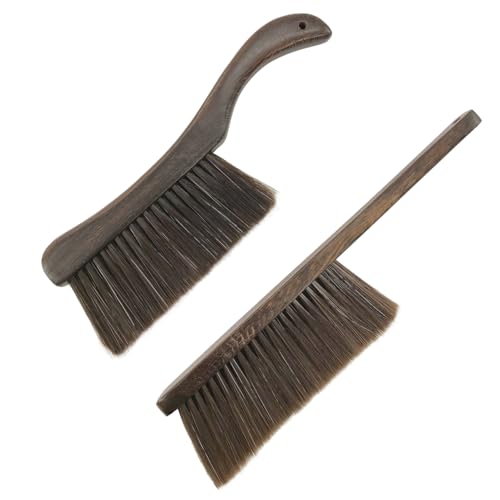 2-Piece Wooden Bench Brush Set - Soft Brush with Horse Hair Bristles Ideal for Carpet Brick and Hearth Tidy