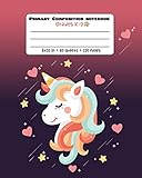 Primary Composition Notebook Grades K-2: Picture drawing and Dash Mid Line hand writing paper - Red Heart Unicorn Design