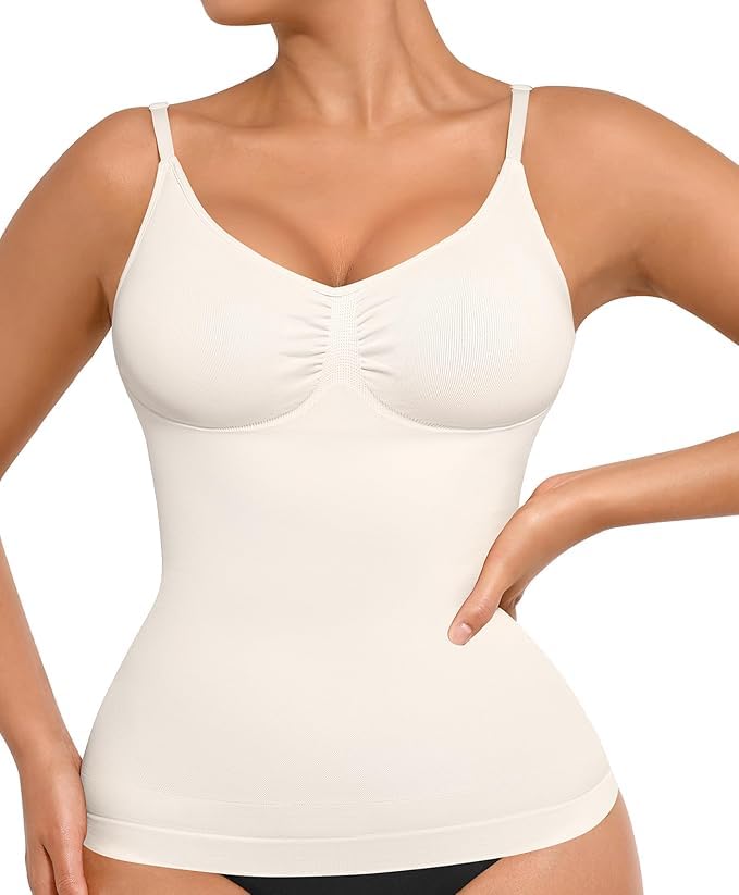 Image of FeelinGirl Womens Tank Top Shapewear Tummy Control Tops Slimming Cami Tank Seamless Compression V Neck Camisole