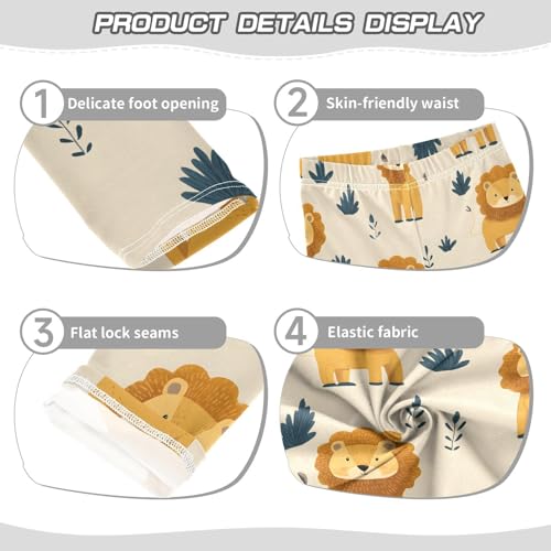 Cartoon Lion Leaves Girls Leggings Soft Stretch Workout Yoga Dance Pants for Kids Casual Tights3