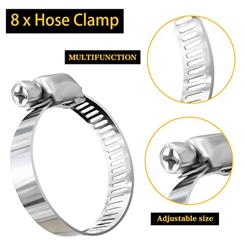 4pcs Schlauchverbinder 32mm auf 38mm Ø Set mit 8 Schlauchschellen-Poolschlauch Adapter-Schlauchadapter-Doppelschlauchtülle(Weiß)