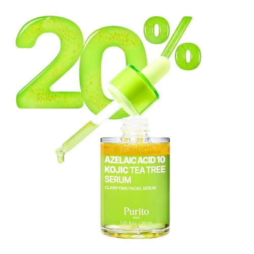 PURITO Azelaic Acid 10 Kojic Tea Tree Serum coreano per breakouts, Acne-Prone Skin, Marks, Pore Care & Even Tone, 20% Triple Active Formula with Tea Tree Capsule, 30 ml 1.01 fl.oz