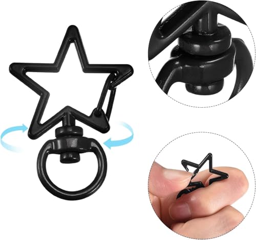 Image of Tia Strap Buckles Metal Clasps Lobster for Handbag, Spring Ring, Purse Dog Hook, Key Chain Swivel Trigger Snap Hook DIY and Purse Making Accessories (2, Black Star Shape Spring Hook-33x10mm)