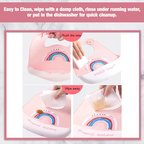 Image of SAFE-O-KID Premium Silicone Baby Bib - Lightweight, Foldable, Non-Toxic Bib with Spill-Proof, Adjustable, Soft, BPA Free Easy-to-Clean Feeding Bib for toddlers - Assorted