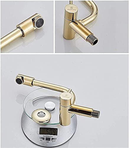Grifo de cocina monomando de pared dorado para evitar salpicaduras con rotación 360 6