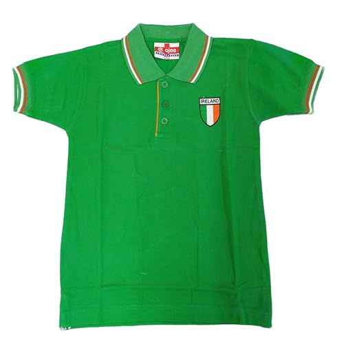 Image of New Model UK Football Ireland Unisex Kids Half Sleeve Polo T-Shirt | Embroidered Logo | (3Y to 13Y) (Age 9 Years to 10 Years) Green