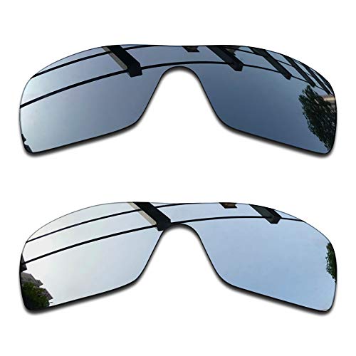 SEEABLE Premium Polarized Mirror Replacement Lenses for Oakley Batwolf OO9101 Sunglasses - Black Chrome Mirror+Silver Mirror