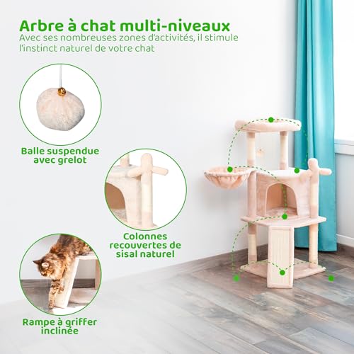 Arbre a chat de qualité supérieure garanti 5 ans en peluche