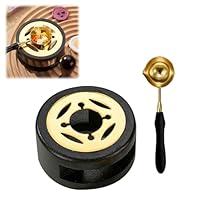 Wachssiegelwärmer Schmelzset, Wachsheiztopf Mit Schmelzlöffel, Siegelwachs-Ofen-Werkzeug, Siegelwachs Siegelwärmer, für Kunsthandwerk Siegelstempel Wachsstempel Tool, 1 x Backofen+ 1 x Löffel