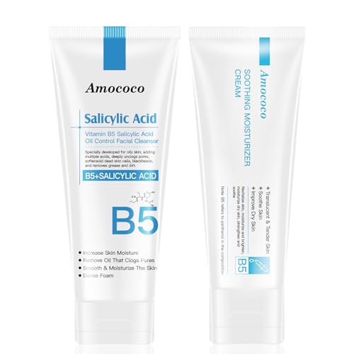 Image of 2Packs Vitamin B5 Face Wash&Smoothing Face Moisturizer Cream with Niacinamide, Hyaluronic Acid & Shea Butter, Daily Hydrating Cream for Dry & Sensitive Skin