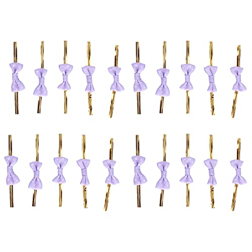 Sunicon Twist Tie Bows 20pcs Mini Satin Ribbon Bows, Christmas Premade Gift Bows for Treat Bags Cake Pop Crafts Gift Bag Wedding Favors Goodies Bagging, DIY Baking Bag Ties (Purple dots)