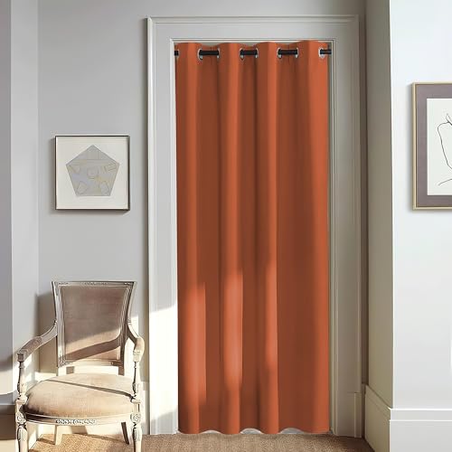 NICETOWN Door Curtain for Closet Doors 80 Inches Long 1 Panel, Blackout Doorway Curtain for Open Closet Bedroom, Room Divider Living Room for Privacy (Burnt Orange, 1 Panel, 46W x 80L)