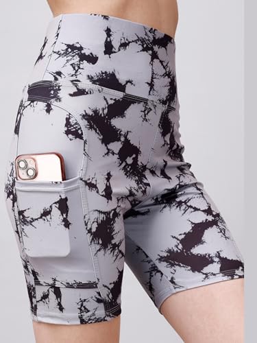 Image of Women's Polyester Stretchable Gym Shorts with Side Pockets High Waist Slim Fit Above Knee Length Activewear Tights Gym Fitness Cycling Running Yoga Shorts for Women